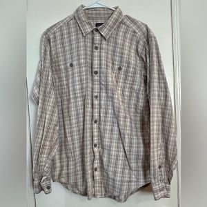 PATAGONIA Organic Cotton Long Sleeve Tan Plaid Button Down Shirt Men’s Size: M